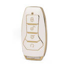 Nano High Quality Gold Leather Cover For BYD Remote Key 4 Buttons White Color BYD-A13J