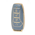 Нано-высококачественный золотой кожаный чехол для дистанционного ключа BYD 4 кнопки серого цвета BYD-A13J
