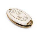 New Aftermarket Nano High Quality Gold Leather Cover For BYD Remote Key 4 Buttons White Color BYD-B13J | Emirates Keys -| thumbnail
