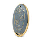 Capa de couro dourado nano de alta qualidade para chave remota BYD 4 botões cor cinza BYD-B13J