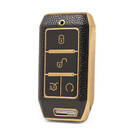 Nano High Quality Gold Leather Cover For BYD Remote Key 4 Buttons Black Color BYD-C13J