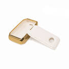 New Aftermarket Nano High Quality Gold Leather Cover For BYD Remote Key 4 Buttons White Color BYD-C13J | Emirates Keys -| thumbnail