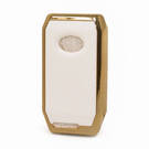 Housse en cuir Nano doré pour clé télécommande BYD 4B blanc BYD-C13J | MK3 -| thumbnail