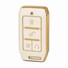 Nano – housse en cuir doré de haute qualité, pour clé télécommande BYD, 4 boutons, couleur blanche, BYD-C13J