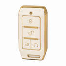 Nano High Quality Gold Leather Cover For BYD Remote Key 4 Buttons White Color BYD-C13J