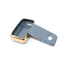 New Aftermarket Nano High Quality Gold Leather Cover For BYD Remote Key 4 Buttons Gray Color BYD-C13J | Emirates Keys -| thumbnail