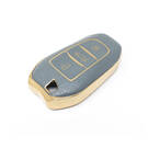 New Aftermarket Nano High Quality Gold Leather Cover For Peugeot Remote Key 3 Buttons Gray Color PG-A13J | Emirates Keys -| thumbnail