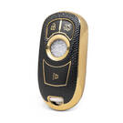 Nano High Quality Gold Leather Cover For Buick Remote Key 4 Buttons Black Color BK-A13J5