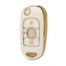 Nano Funda de cuero dorado de alta calidad para llave remota Buick, 3 botones, Color blanco, BK-B13J