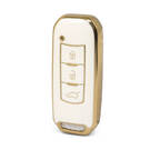 Nano Funda de cuero dorado de alta calidad para llave remota Trumpchi, 3 botones, Color blanco, CQ-C13J