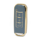 Nano Funda de cuero dorado de alta calidad para llave remota Trumpchi, 3 botones, Color gris, CQ-C13J
