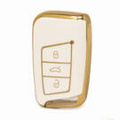 Nano High Quality Gold Leather Cover For Volkswagen Remote Key 3 Buttons White Color VW-D13J