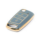 Nueva Funda de cuero dorado de alta calidad Nano del mercado de accesorios para Volkswagen Flip Remote Key 3 botones Color gris VW-E13J | Cayos de los Emiratos -| thumbnail