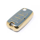 Nueva Funda de cuero dorado de alta calidad Nano del mercado de accesorios para llave remota Dongfeng Flip 3 botones Color gris DF-A13J | Cayos de los Emiratos -| thumbnail