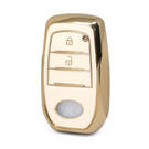 Nano High Quality Gold Leather Cover For Toyota Remote Key 2 Buttons White Color TYT-A13J2