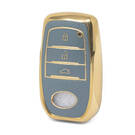 Nano High Quality Gold Leather Cover For Toyota Remote Key 3 Buttons Gray Color TYT-A13J3