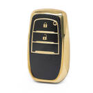 Nano High Quality Gold Leather Cover For Toyota Remote Key 2 Buttons Black Color TYT-A13J2H