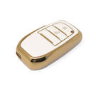 New Aftermarket Nano High Quality Gold Leather Cover For Toyota Remote Key 2 Buttons White Color TYT-A13J2H | Emirates Keys -| thumbnail