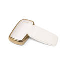 New Aftermarket Nano High Quality Gold Leather Cover For Toyota Remote Key 2 Buttons White Color TYT-A13J2H | Emirates Keys -| thumbnail