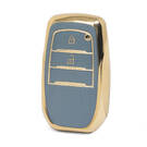 Nano High Quality Gold Leather Cover For Toyota Remote Key 2 Buttons Gray Color TYT-A13J2H