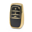 Nano High Quality Gold Leather Cover For Toyota Remote Key 3 Buttons Black Color TYT-A13J3H