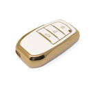 New Aftermarket Nano High Quality Gold Leather Cover For Toyota Remote Key 3 Buttons White Color TYT-A13J3H | Emirates Keys -| thumbnail