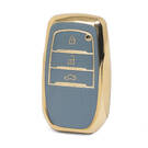 Nano High Quality Gold Leather Cover For Toyota Remote Key 3 Buttons Gray Color TYT-A13J3H