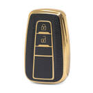 Nano High Quality Gold Leather Cover For Toyota Remote Key 2 Buttons Black Color TYT-B13J2