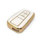 New Aftermarket Nano High Quality Gold Leather Cover For Toyota Remote Key 2 Buttons White Color TYT-B13J2 | Emirates Keys -| thumbnail