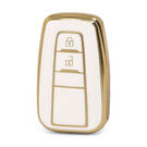 Nano High Quality Gold Leather Cover For Toyota Remote Key 2 Buttons White Color TYT-B13J2