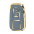 Nano High Quality Gold Leather Cover For Toyota Remote Key 2 Buttons Gray Color TYT-B13J2