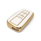 New Aftermarket Nano High Quality Gold Leather Cover For Toyota Remote Key 3 Buttons White Color TYT-B13J3 | Emirates Keys -| thumbnail