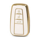 Nano High Quality Gold Leather Cover For Toyota Remote Key 3 Buttons White Color TYT-B13J3