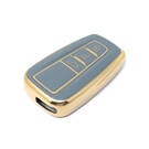 Novo aftermarket nano capa de couro dourado de alta qualidade para chave remota toyota 3 botões cor cinza TYT-B13J3 Chaves dos Emirados -| thumbnail