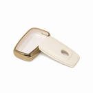 New Aftermarket Nano High Quality Gold Leather Cover For Toyota Remote Key 3 Buttons White Color TYT-B13J3B | Emirates Keys -| thumbnail