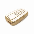 New Aftermarket Nano High Quality Gold Leather Cover For Toyota Remote Key 3 Buttons White Color TYT-B13J3B | Emirates Keys -| thumbnail