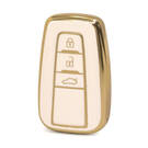 Nano High Quality Gold Leather Cover For Toyota Remote Key 3 Buttons White Color TYT-B13J3B