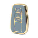 Nano Funda de cuero dorado de alta calidad para llave remota de Toyota, 3 botones, Color gris, TYT-B13J3B