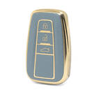 Nano High Quality Gold Leather Cover For Toyota Remote Key 3 Buttons Gray Color TYT-B13J3B