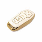 Housse en cuir doré de haute qualité pour clé télécommande Ford à 5 boutons, couleur blanche, Ford-A13J | Clés des Émirats -| thumbnail