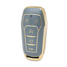 Nano – housse en cuir doré de haute qualité, pour clé télécommande Ford 5 boutons, couleur grise, Ford-A13J