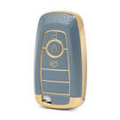 غطاء نانو جلد ذهبي عالي الجودة لمفتاح ريموت فورد 3 ازرار لون رمادي Ford-B13J3