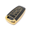 New Aftermarket Nano High Quality Gold Leather Cover For Ford Remote Key 4 Buttons Black Color Ford-B13J4 | Emirates Keys -| thumbnail
