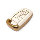 Nueva cubierta de cuero dorado Nano de alta calidad para llave remota Ford, 4 botones, Color blanco, Ford-B13J4 | Cayos de los Emiratos -| thumbnail