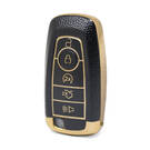 Nano High Quality Gold Leather Cover For Ford Remote Key 5 Buttons Black Color Ford-B13J5