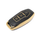 جديد ما بعد البيع نانو غطاء جلد ذهبي عالي الجودة لمفتاح فورد البعيد 3 أزرار اللون الأسود Ford-C13J3 | مفاتيح الإمارات -| thumbnail