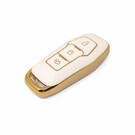 Кожаный чехол с нано-золотым покрытием Ford Remote Key 3B, белый Ford-C13J3 | МК3 -| thumbnail