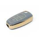New Aftermarket Nano High Quality Gold Leather Cover For Ford Flip Remote Key 3 Buttons Gray Color Ford-E13J | Emirates Keys -| thumbnail