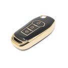 New Aftermarket Nano High Quality Gold Leather Cover For Ford Flip Remote Key 3 Buttons Black Color Ford-F13J | Emirates Keys -| thumbnail