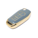 New Aftermarket Nano High Quality Gold Leather Cover For Ford Flip Remote Key 3 Buttons Gray Color Ford-F13J | Emirates Keys -| thumbnail